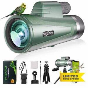 12X50 HD Monocular Telescope High Powered with Smartphone Adapter &Tripod - BAK4 Prism Monocular for Wildlife Bird Watching Hunting Travel Camping Stargazing Hiking