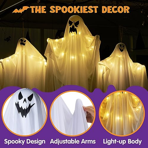 Two 35.4" Hanging Volant Ghost for Halloween Yard