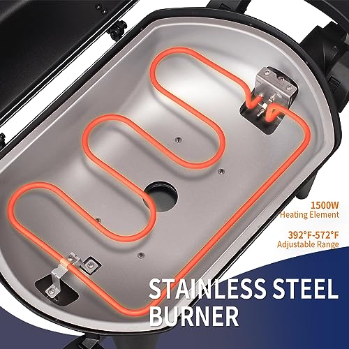 1500W Portable and Convenient Camping Countertop Grill with Built-In Thermometer
