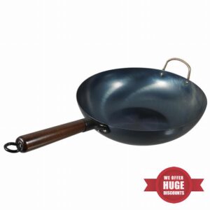 RUNROTOO wok japanese cookware japanese frying pot round chafing dish iron frying pan korean soup pots cooking stock pot everyday pan kitchen supply fry pans China round bottom Wood