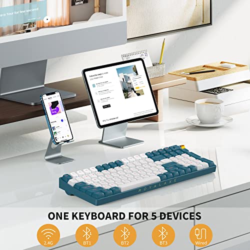 Hot-swappable Wired/Bluetooth 5.0/2.4G Wireless Keyboard with RGB Backlit for Windows & Mac