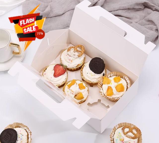 15 Pack White Cupcake Boxes 6 Holders White Kraft Paper Cupcake Container
