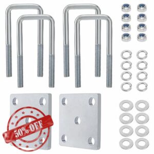 Racewill Square U Bolt Kit for Boat Trailer Axle Leaf Springs