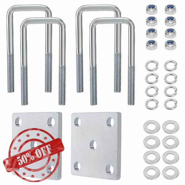 Racewill Square U Bolt Kit for Boat Trailer Axle Leaf Springs
