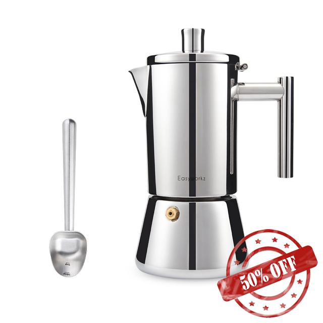 Easyworkz Diego Stovetop Espresso Maker 12Cup 17.5 oz Moka Pot