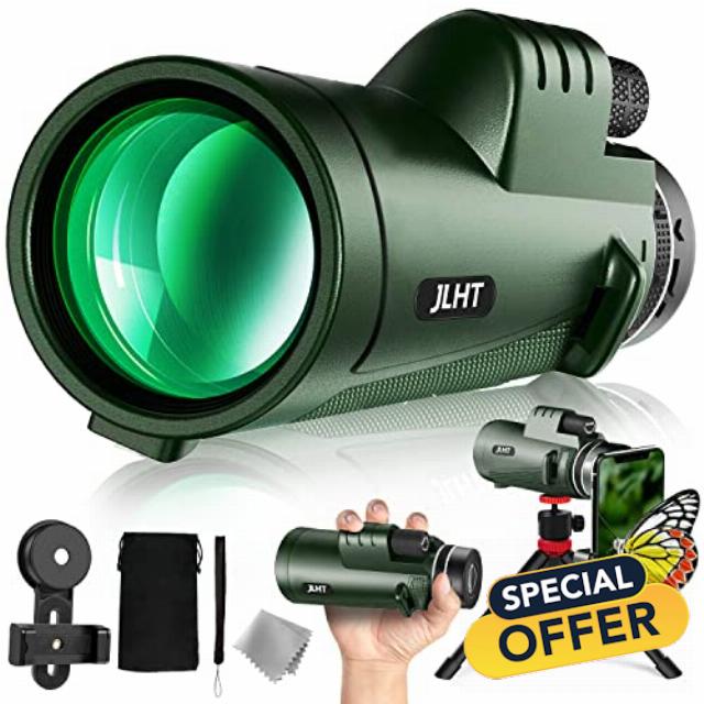 40X60 Monocular Telescope High Power Monocular for Adults with Phone Adapter& Tripod& Hand Strap Low Night Vision Monocular Equipped with BAK4 Prism for Bird Watching Hunting Traveling Concert