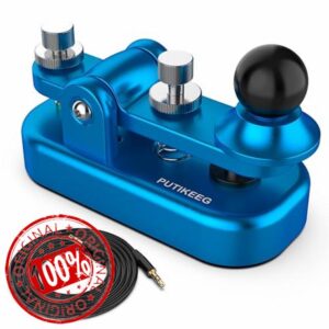 PUTIKEEG Mini Classical Morse Code Key - CW Morse Code Keys Automatic Morse Aluminum Alloy Radio Ham Send Telegram Morse Code Key with Silicone Anti-Slip Foot Pads - Peacock Blue