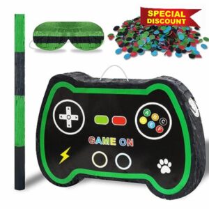 POUYRBA Video Game Controller Pinata，Game Controller Pinata with Bat Paper Blindfold and Confetti Video Game Pinata Pinatas for Birthday Party Boy for Party Decorations
