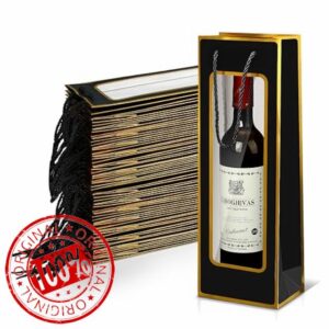 Yeaqee 50 Pcs Wine Gift Bags for Wine Bottles/sublimation Tumblers 4.92" x 3.35" x 14.2" Reusable Clear Window Wine Bottle Bags Bulk with Handles for Weddings