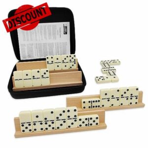 Dominoes Set for Adults with 4 Wooden Racks/Trays