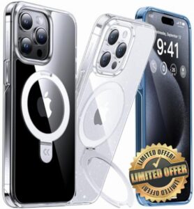 CASEKOO Designed for iPhone 15 Pro Max Case with Magnetic Invisible Stand [Compatible with MagSafe] Non-Yellowing Shockproof Protective Slim Holder for Women Men 6.7 Inch 2023
