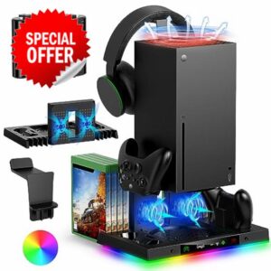 FYOUNG Cooling Fan Stand and Charging Station for Xbox Series X with 15RGB Color Light