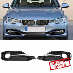 GSRECY Front Bumper Accessories Fog Light Lamp Grille Grill Chrome Cover Trim Compatible With BMW 3 Series F30 F31 2012-2015 320i 328i 335i (Grille Set)