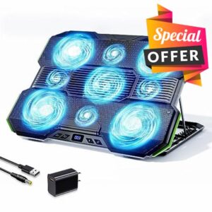 Laptop Cooling Pad with【9 Quiet Fans】