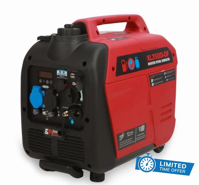 Excel Power XL3500i-DF 3.2KW Dual Fuel True Sine Wave Petrol Inverter Generator Ideal For Camping