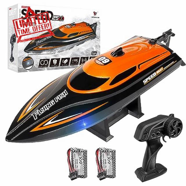 UOWGA RC Boat-20+MPH Rapid RC Boat for Pool and Lake(with 2 Rechargeable Batteries)