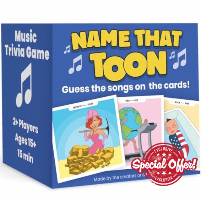 OFF TOPIC Name That Toon - Fun Party Games for 2+ Players - Adult Word Puzzle & Music Trivia Game