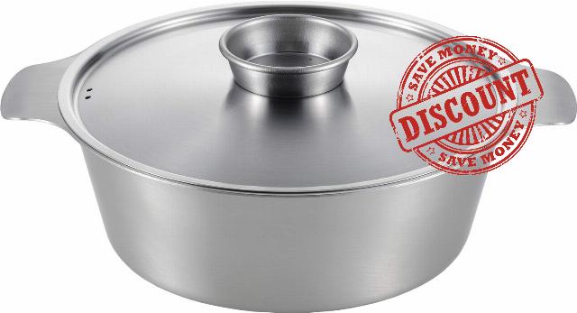 Yoshikawa SJ3186 Stainless Steel 8.7 inches (22 cm) Shabu-shabu Pot with Both Handed Pots