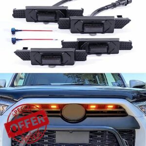 Grill Lights for 2023 Toyota 4Runner Grill Raptor Lights Front Grille LED Amber Lights for 2020 2021 2022 4Runner TRD Off Road Sport Sr5 Limited Grille Lights Smoked LEDs 4Pcs/Set