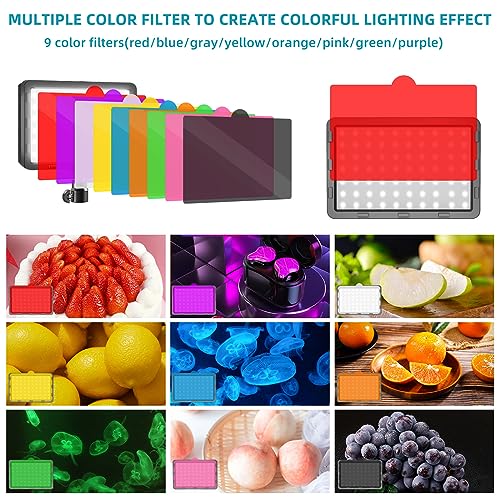 Hagibis Studio Lights 9 Color Filters for Photography Lighting with Adjustable Tripod Stand 55" Streaming Lights for Photo Video Recording Computer Zoom Stream TikTok YouTube