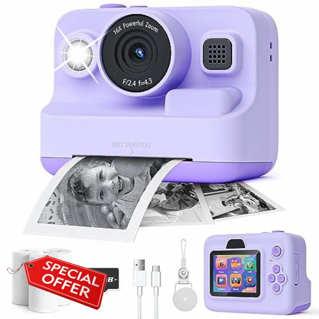 Dylanto Instant Print Camera for Kids (Purple)