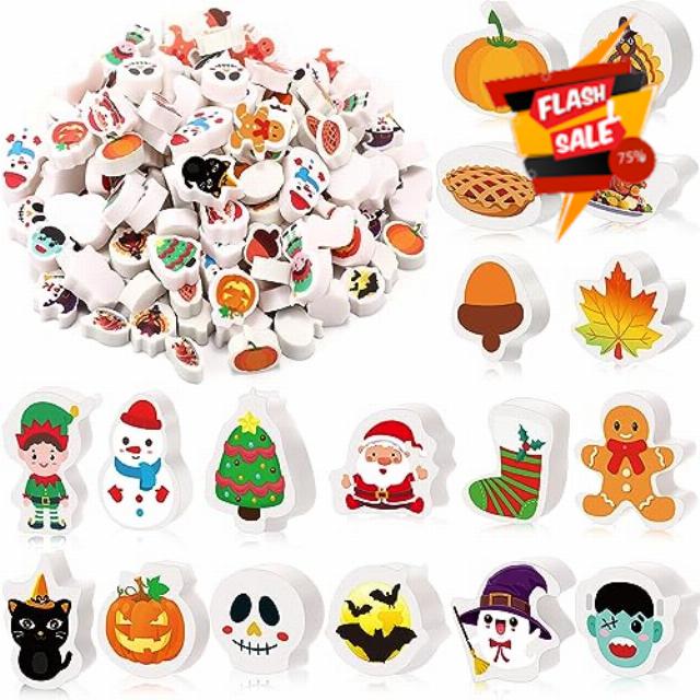 Colarr 360 Pcs Halloween Autumn Fall Leaves Shaped Mini Eraser Halloween Erasers for Kids Bulk Mini Erasers Christmas Novelty Thanksgiving Mini Erasers for Student Kids Classroom Party Prizes Gifts