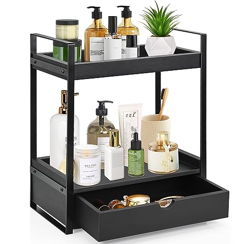 Wood Counter Shelf for Bathroom Storage