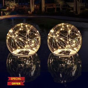 LENONE Solar Floating Pool Lights-Glow Solar Pool Ball Lights That Float - Waterproof Colored Light up Pool Floats for Pool Party Decorations (2 Pcs)