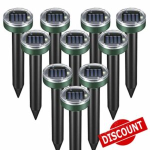 Mole Repellent 10 Pack Snake Repellent Ultrasonic Repellers Mole Groundhog Stakes Solar Powered Animal Control