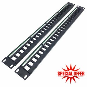 JINGCHENGMEI 2 Pack of 1U Patch Panel 24-Port Blank Keystone