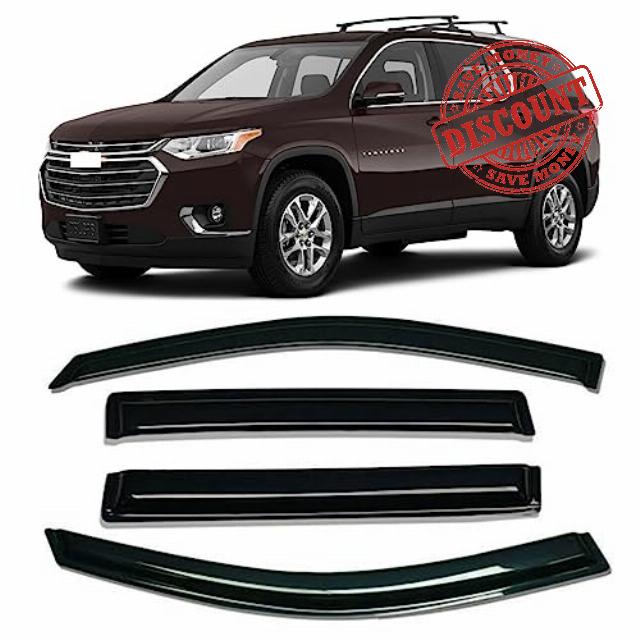 LINLINS Rain Guard 4-Piece for 2018-2022 Chevy Traverse Windows Visor Shield Shade Smoke Tape-On
