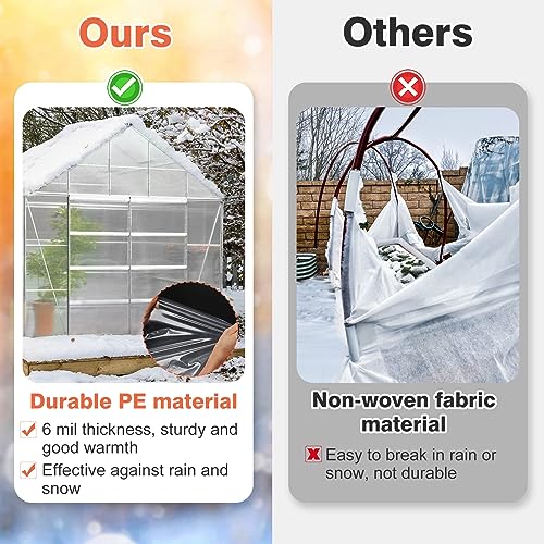 Clear Waterproof Floating Row Cover for Outdoors Garden Plants Vegetables Crops (6 Mil Thickness)