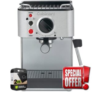 Cuisinart CBC-200SA Stainless Steel Manual Espresso Maker Bundle with 2 YR CPS Enhanced Protection Pack