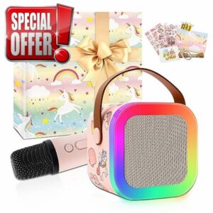 Karaoke Machine for Kids Girls Mini Karaoke Machine with Microphone Toys Gifts for Girls Ages 4