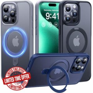CASEKOO for iPhone 15 Pro Max Case with Magnetic Invisible Stand [Military Drop Protection] [Compatible with MagSafe] Shockproof Matte Translucent Slim Phone Case 6.7'' 2023