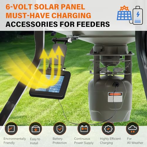 6V Solar Panel Compatible with Game Feeder Timer & 6V Rechargeable Batteries