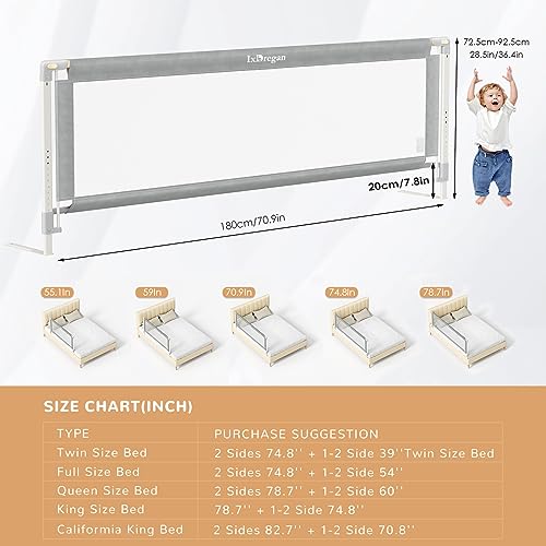 CompatMax Bed Rails for King Full Twin Queen Bed (70.9"