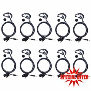 TDYU G Shape Earpiece Walkie Talkie Earpiece Headset with Mic PTT for Cobra Microtalk Cxt195 Cx112 PX655 ACXT1035r ACXT145 ACXT545 RX385 RX685 Two Way Radio 10Pack