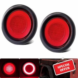 WahMOTOTin 2pcs 4 inch Round LED Trailer Halo Tail Lights Red 64 LEDs with Rubber Grommet Sealed Waterproof IP67