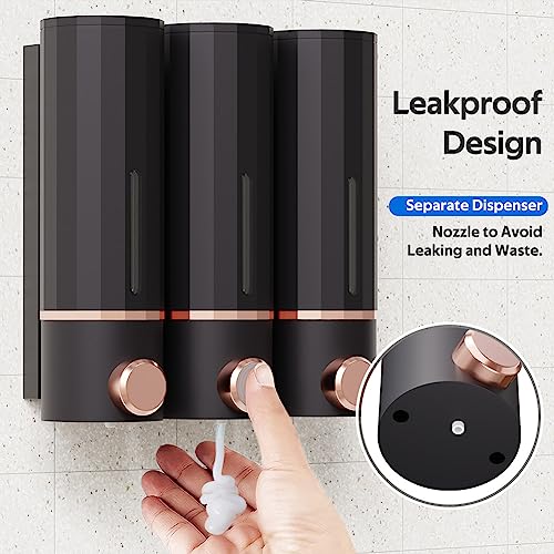 Wall Mounted Shower Dispenser 3 Chamber no Drill for Bathroom