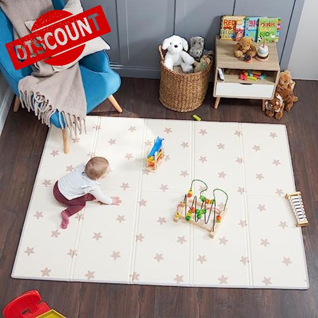 Bubba Bear Baby Play Mat | Thick Floor Foam Playmats for Babies | 79" x 59" Soft Foldable Matt Gyms Playmat for Kids & Infants | Extra Large Padded Waterproof Mats for Toddlers Crawling & Playing
