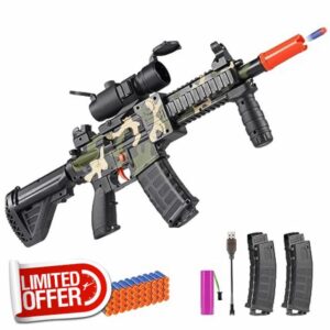 Electric Toy Gun for Nerf Guns Darts - Realistic Sniper Rifle with Scope 80 Soft Bullets 2 Magazines