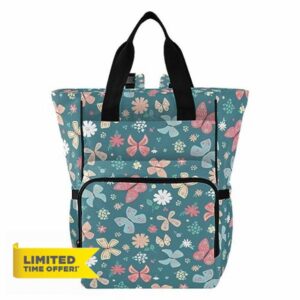 VEKELEE Colorful Butterflies Baby Diaper Bag Backpack - Functional and Stylish Mommy Bag