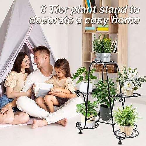 Round Tray Iron Flower Stand Holder for Garden Patio Lawn Balcony Office