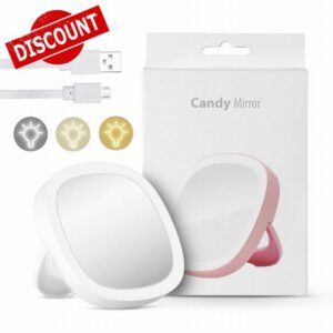 KOOTEBROWL Mini Makeup Mirror with LED Brightness Portable Cosmetic Mirror Adjustable Portable USB Rechargeable Vanity Mirror Three Light Color Mirror