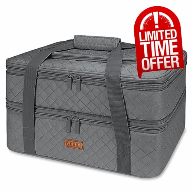Vuudh Cotton Heat Resistant Casserole Carrier - Double Decker Insulated Casserole Dish Carrier for Hot or Cold Food