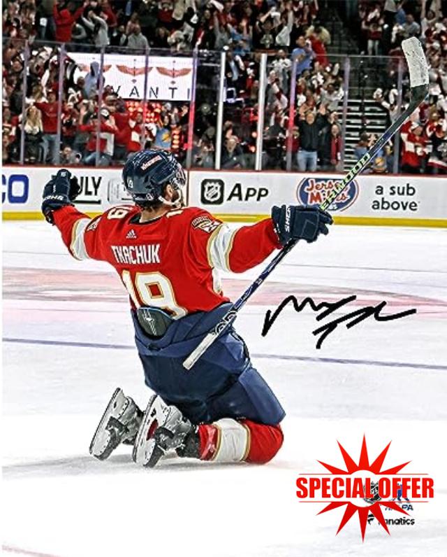 Matthew Tkachuk Florida Panthers Autographed 8" x 10" Eastern Conference Final Game Winning Goal Celebrating Photograph - Autographed NHL Photos