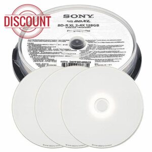 Vinpower 4X 128GB BDXL Quad Layer BD-R XL White Inkjet Printable Blu-ray Recordable 50 Year archival Discs - 3 Discs