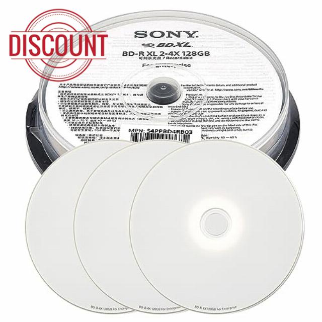 Vinpower 4X 128GB BDXL Quad Layer BD-R XL White Inkjet Printable Blu-ray Recordable 50 Year archival Discs - 3 Discs
