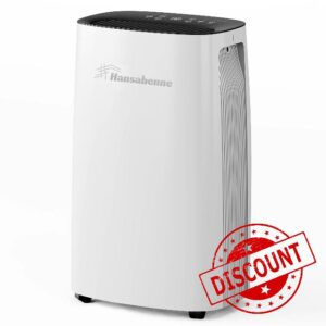 Hansabenne 50-Pints Dehumidifier for Basements - 4500 Sq. Ft. Dehumidifier with Auto or Manual Drainage - Compact Dehumidifier with Intelligent Humidity Control | Auto Defrost | Dry Clothes